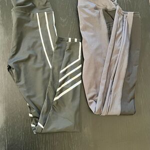 Black Athletic Leggings with Reflective Stripe & Gray Workout Leggings